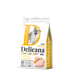 Деликана/Delicana корм для собак мелких пород Курица с овощами 400гр*20