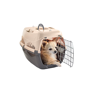 Переноска пластиковая с металлической дверцей до 3кг серо/песочная 43*29*27,5см Уют