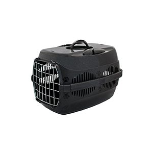 Переноска пластиковая с металлической дверцей до 3кг черная 44*29*27,5см Уют