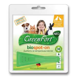 ГринФорт/Green Fort Нео БиоКапли для кошек, крол.соб до 10кг 1пип (от блох,клещей,власоед,насеко)*60