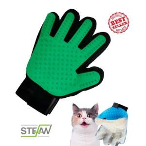 Перчатка массажная для вычесывания шерсти зеленая 23*17см PMG-1201GR Штефан/Stefan для кошек