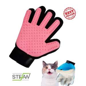 Перчатка массажная для вычесывания шерсти розовая  23*17см PMG-1201PNK Штефан/Stefan для кошек