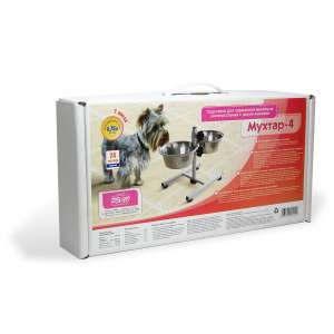 Подставка + 2 миски металлические 2*0,75л регулируемая Мухтар-4