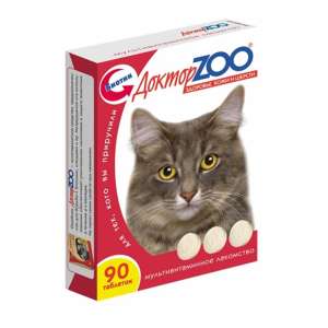 Доктор Зоо для кошек Биотин и Таурин/Здоровье кожи и шерсти 90 таб. *6 для кошек