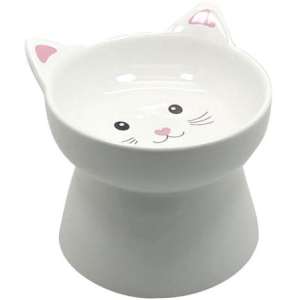 Миска керамическая мордочка кошки на высокой ножке белая 12,5*12,5*11см 200мл Уют