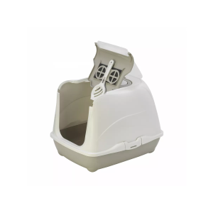 Туалет для кошек закрытый Торной 36*49*39см совок в комплекте белый/серый Уют снят с произ-ва