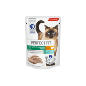 Перфект Фит/Perfect Fit 75 гр пауч корм  для кошек стерилизованных паштет индейка