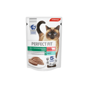 Перфект Фит/Perfect Fit 75 гр пауч корм  для кошек стерилизованных паштет говядина