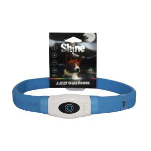 Ошейник светящийся Лэд USB силиконовый голубой 2,5*65см Уют