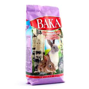 Вака в/к корм для шиншилл и декоративных кроликов 500гр*14