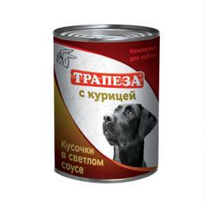 Трапеза конс корм для собак кусочки в светлом соусе Курица 415гр*12