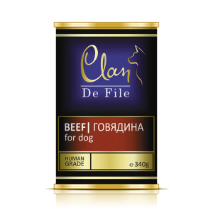 Клан/Clan De File конс. корм для собак говядина 340гр*12