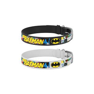 Ошейник для собак кожаный 2*29-38см Бэтмен QR-паспорт черный WauDog Коллар/Collar