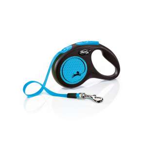 Рулетка Flexi/Флекси New Neon ремень рМ 5м до 25кг голубой для собак