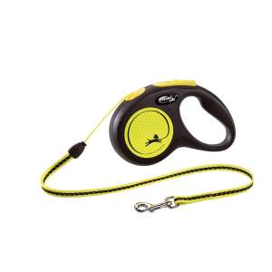 Рулетка Flexi/Флекси New Neon трос рS 5м до 12кг желтый