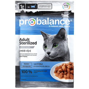 Пробаланс/Probalance Sterilized пауч корм для кошек стерилизованных 85гр*25