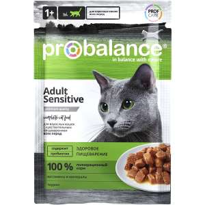 Пробаланс/Probalance Sensitive пауч корм для кошек с чувствительным пищеварением 85гр*25