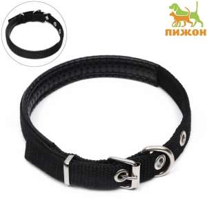 Ошейник для собак Комфорт полиэстер/искусственная кожа 39см*1,5см черный Пижон