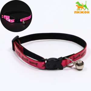 Ошейник для кошек Рыбки светоотражающий 30см*1см розовый Пижон