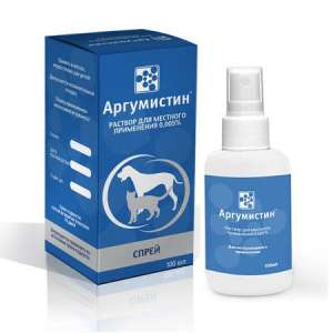 Аргумистин 0,005% 10мл антисепт.д/лечения отита (дв: хлорид бензилдиметил, серебро коллоидное 50мкг) для собак