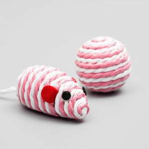 Игрушка для кошек Мышь 5см и Шар 4см набор цвет в ассортименте Пижон
