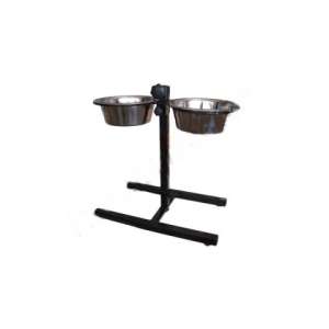 Подставка + 2 миски металлические 2*2,6л регулируемая квадратная бронза Зооник