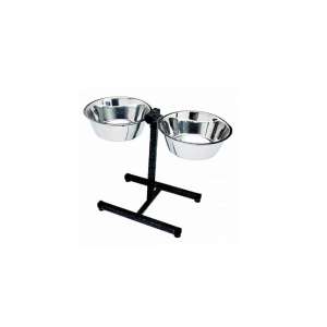 Подставка + 2 миски металлические 2*2,6л регулируемая квадратная металлик Зооник