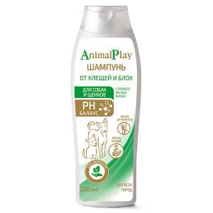 Шампунь Энимал плей/Animal Play БИО для собак и щенков от блох и клещей 250мл*12