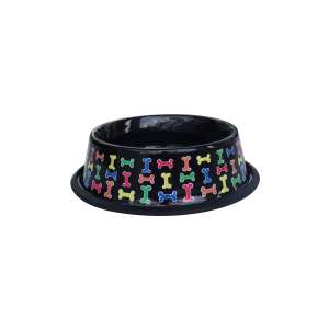 Миска металлическая Косточки цветная на резинке 0,18л Уют