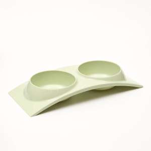 Миска пластиковая двойная 38,5*16,7*5см зеленая 400 мл Пижон для собак