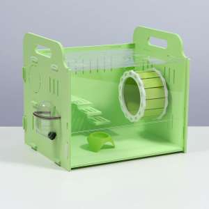 Клетка для грызунов прозрачная акриловая 29*23,5*26см зеленая Пижон