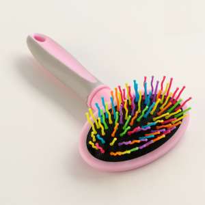 Пуходерка пластиковая с волнистыми зубьями средняя 9,5*16,5см розовая Пижон 