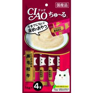 Инаба/INABA ЧАО ЧУРУ лакомство для кошек пюре филе курицы и говядина 14гр*4 