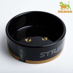 Миска керамическая Черный кот 300мл оранжевая Пижон