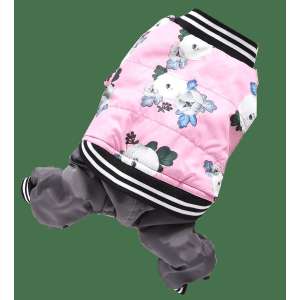 Комбинезон утепленный рМ розовый с белыми розами, спинка 29см Уют