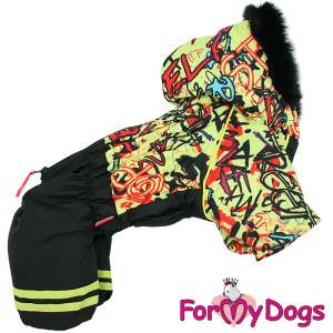 Комбинезон утепленный для собак для мальчиков р18 спинка 36см черный/желтый Formydogs
