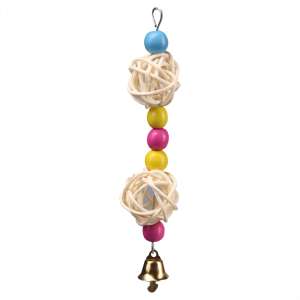 Игрушка для птиц Погремушка с ротанговыми шариками 2,8*2,8*15см PetStandArt