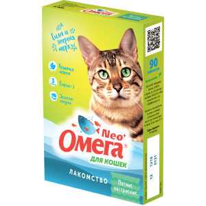 Омега-Нео + для кошек Мятное настроение (с кошачьей мятой) 90 таб для кошек