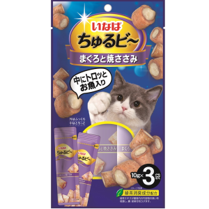 Инаба/INABA ЧУРУ-БИ лакомство для кошек запеченные трубочки тунец магуро и куриное филе 10гр*3