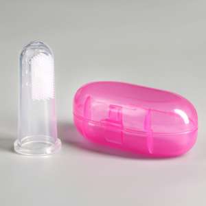 Зубная щетка для кошек и собак прозрачная 5,5*2,5см в контейнере розовый 7*4см Пижон