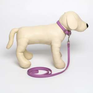 Комплект для собак Ошейник 26-34см*1,4см + Поводок 120см*1см из экокожи сиреневый