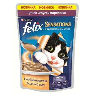 Феликс/Felix 85г sensations корм для кошек утка/морковь соус
