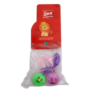 Игрушка для кошек Мячик с перьями, гремящий  4 см, 2 (шт/уп) LION