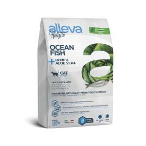 Аллева/Alleva Холистик Беззерновой корм для кошек Океаническая Рыба/конопля/алое вера 1,5кг