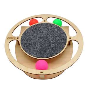 Игрушка для кошек трек Круг с шариками с когтеточкой из ковра 32*28*3,6см PETTO