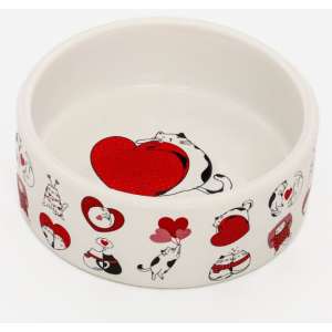 Миска керамическая «Любовь и кошки» 300 мл, белая, для кошек и собак