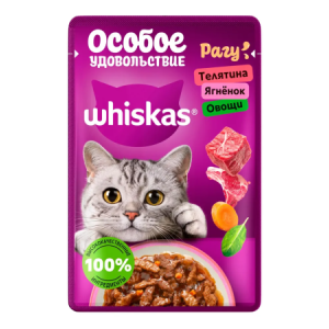 Вискас/Whiskas 75гр пауч корм для кошек Особое удовольствие Теленок/Ягненок/Овощи рагу