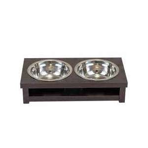 Подставка + 2 миски металлические 2*0,5л ламинат Венге 36*18,5*10см Дарэлл