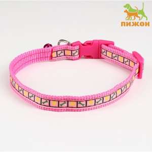 Ошейник для собак Сердечки 37*1,5см ОШ24-41см розовый Пижон для кошек