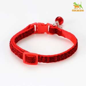Ошейник двухслойный Гламур 30*1см фастекс красный Пижон
